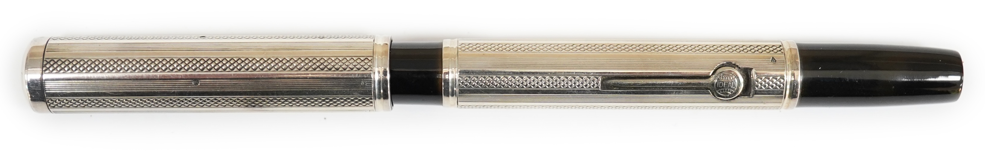 A Waterman lever filled fountain pen in Sterling silver fitted with 14ct. gold Waterman nib